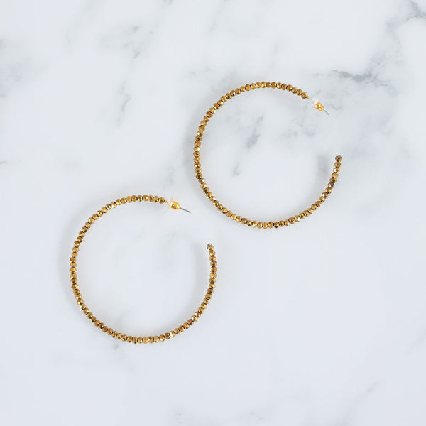 Party Girl Oversized Gold Beaded Hoops