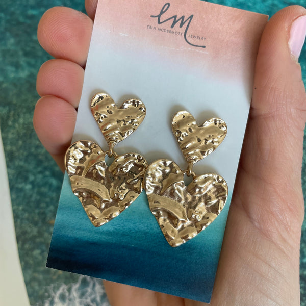 Hammered Heart Earrings