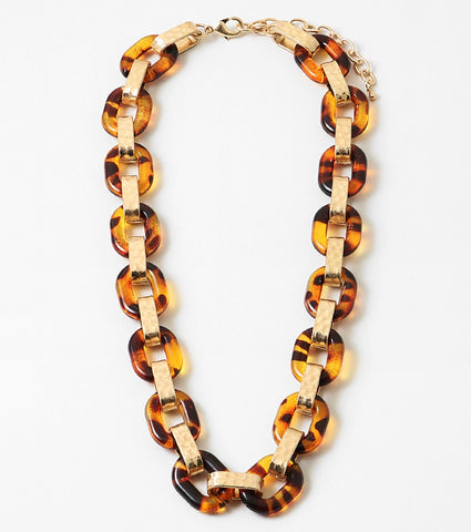 Tortoise and Gold Link Necklace