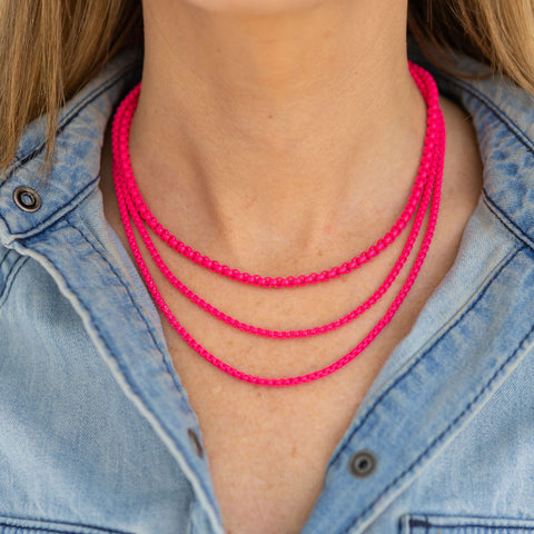 Hot Pink Triple Stand Necklace