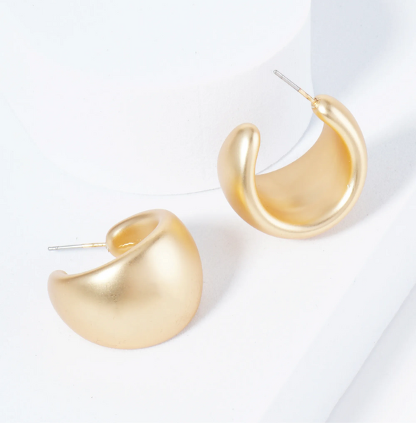 Matte Hollow Gold Hoops