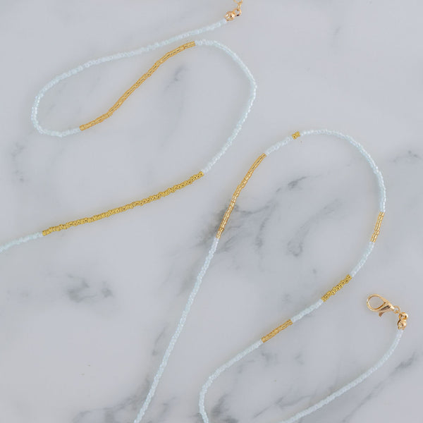 Long Mint & Gold Necklace