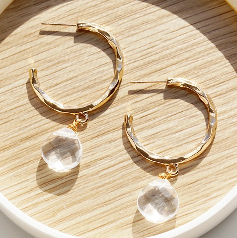 Ice Quartz Hoops