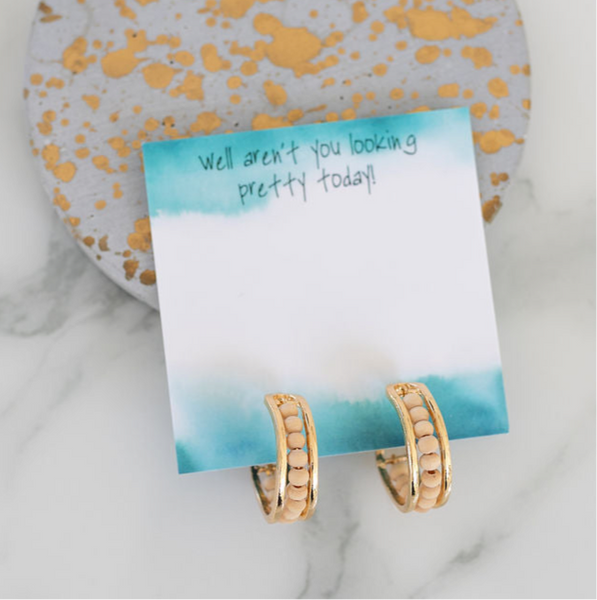 Wood and Gold Hoop Earrings