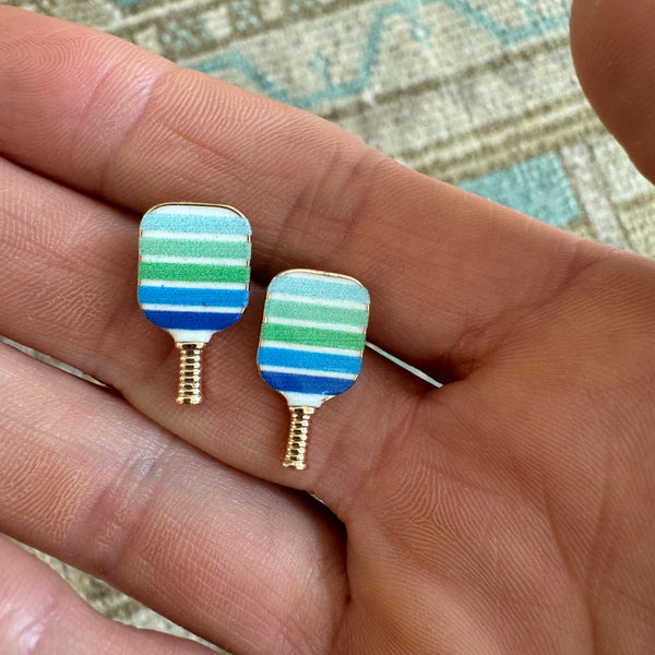 Ocean Stripe Pickleball Studs