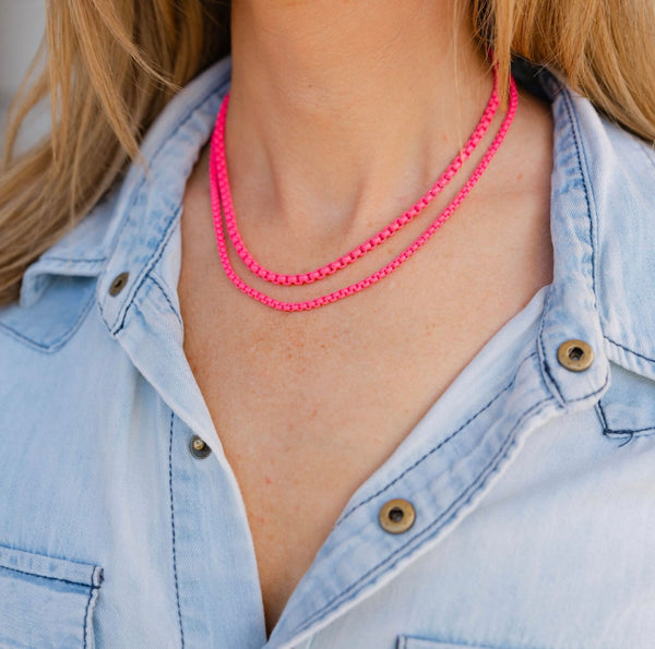 Double Strand Hot Pink Necklace