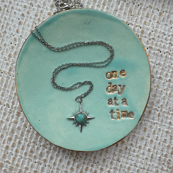 Turquoise and Silver Sunburst Necklace