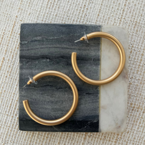 Gold Matte Hollow Hoops