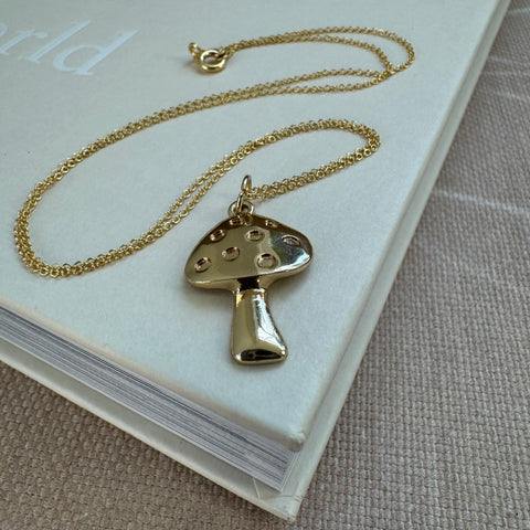 Gold Mushroom Charm Necklace