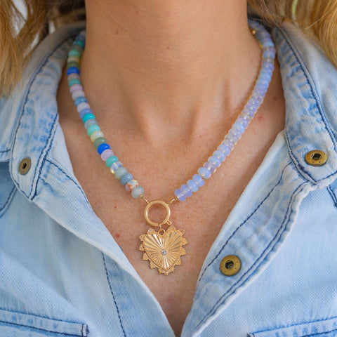 Joy Gemstone and Lucky Heart  Necklace