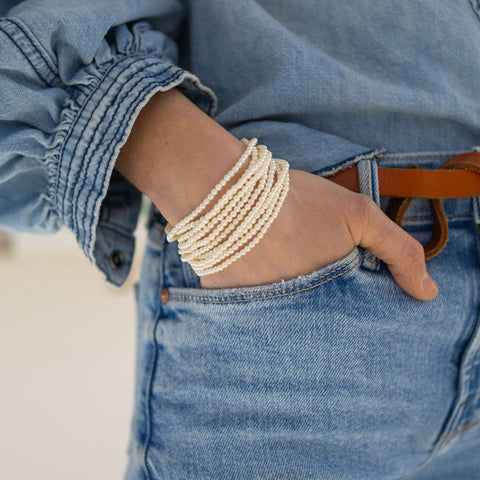 Glass Pearl Stack Bracelets