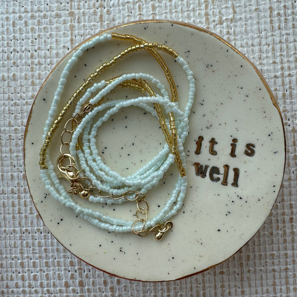 Long Mint & Gold Necklace