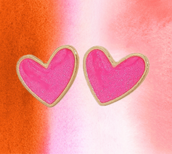 Pink Heart Studs