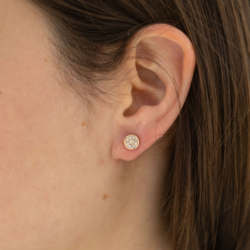 Quartz and Gold Disc Earrings