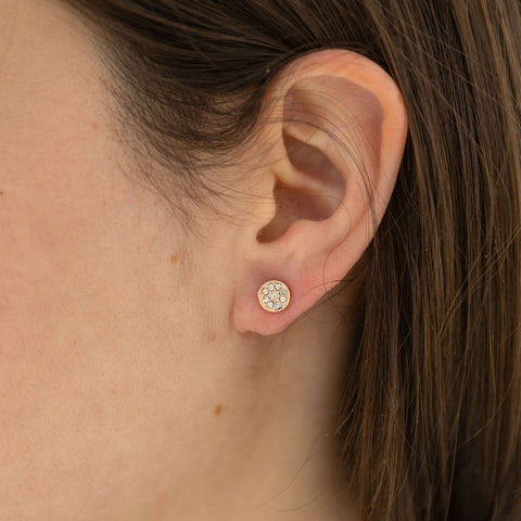 Quartz and Gold Disc Earrings