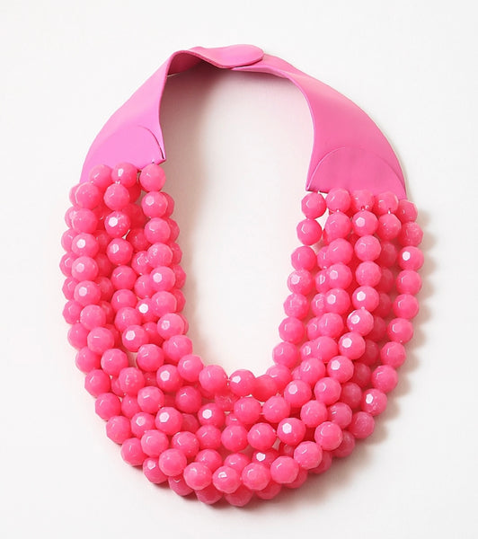 Hot Pink Resin Statement Necklace