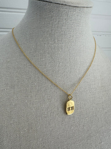 11:11 Good Luck Rectangle Gold Necklace