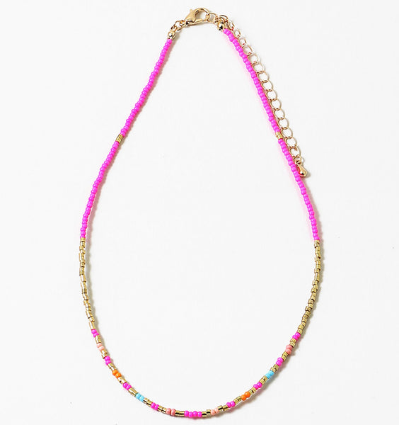 Hot Pink Beaded Necklace