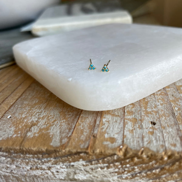 Tiniest turquoise Triangle Studs