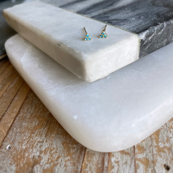 Tiniest turquoise Triangle Studs